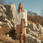 襟ギャザーシャツ