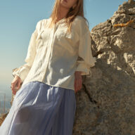 Vネックポケットブラウス WHITE